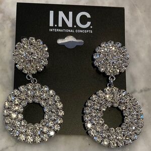 I.N.C. Circle Drop Silver & Crystal Earrings
